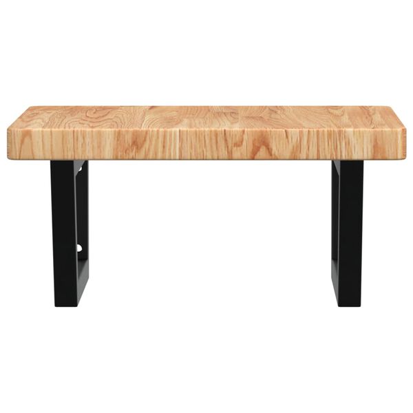 vidaXL Basin Shelf Light brown, Black Solid oak wood, Steel Medium