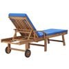 vidaXL Sunlounger Set of 2 Blue Teak wood Large Adjustable Footrests