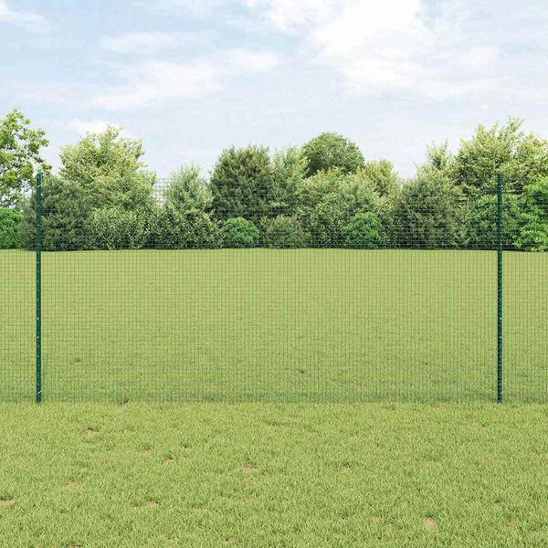 vidaXL Fence with Post Green 3.94 x 82.02 ft Steel and PVC
