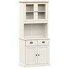 vidaXL Highboard White Solid pine wood, engineered wood, metal, glass