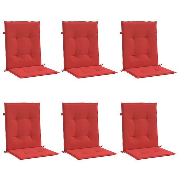 vidaXL Lowback Chair Cushion Set of 6 Red Oxford fabric (100% polyester)