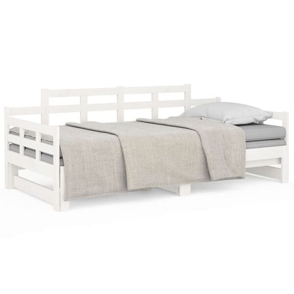 vidaXL Day Bed White Solid pine wood 2x Pull-Out Day Bed Rectangular