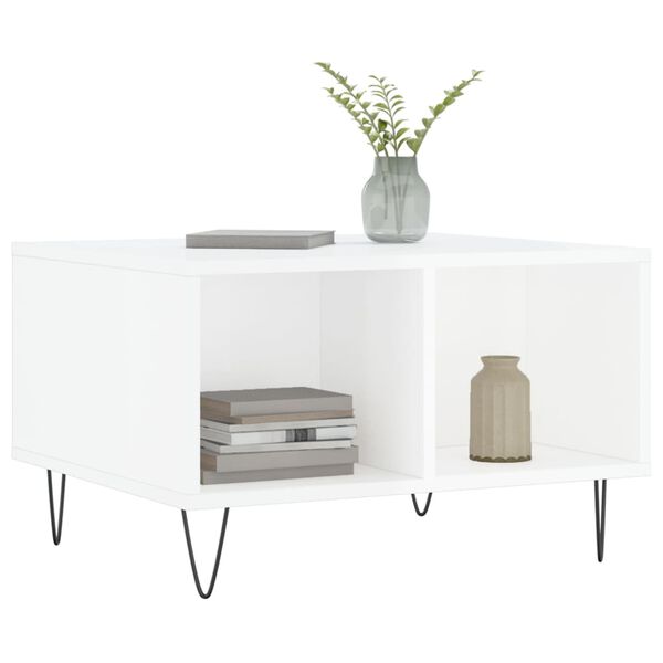 vidaXL Coffee Table High gloss white Engineered wood, metal Medium