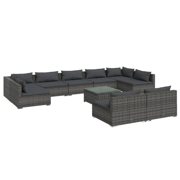 vidaXL Garden Lounge Set Grey PE rattan Large Modular