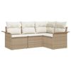 vidaXL Garden Sofa Set with Cushion 4 pcs Beige Poly Rattan