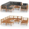vidaXL Garden Lounge Set Grey, Teak Teak Wood, Polyester 10 Piece Set