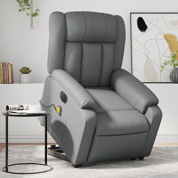 vidaXL Electric Stand Up Massage Recliner Chair Gray