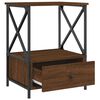 vidaXL Bedside Table Brown Oak Engineered Wood, Iron Medium