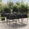 vidaXL Garden Dining Set Black PE Rattan, Powder-Coated Steel Large