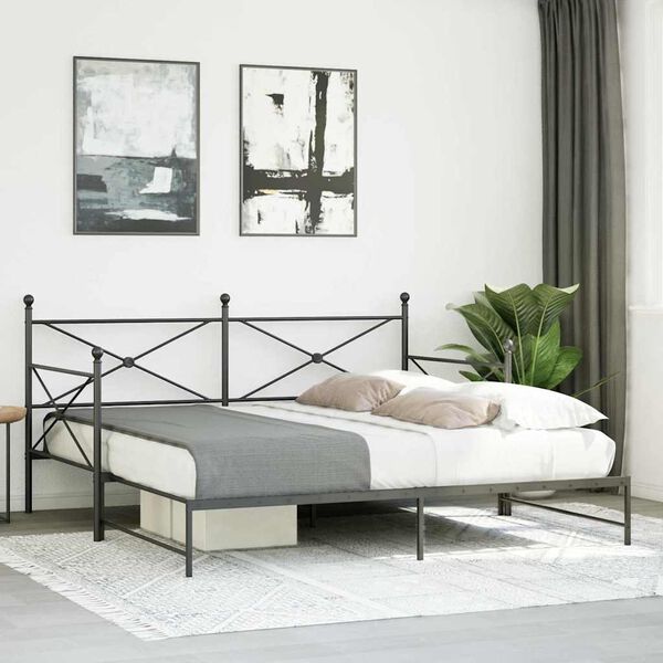 vidaXL Daybed With Trundle Black Steel Twin