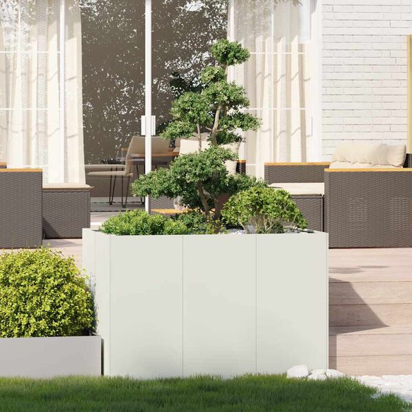 vidaXL Planter White Cold-rolled steel Large Decorative Inlays Planter