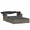 vidaXL Double Sun Lounger Grey PE Rattan Double Adjustable Armrests