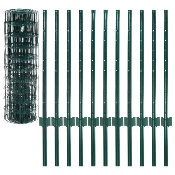 vidaXL Euro Fence Steel 65.6x2.6' Green