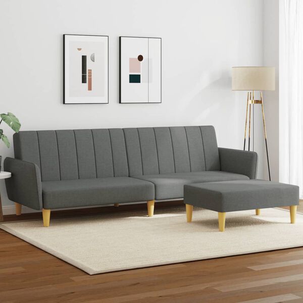 vidaXL Sofa Bed Dark Gray Fabric (100% Polyester) 2-Seater