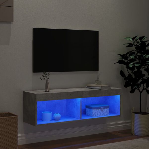 vidaXL TV Stand with LED Lights Concrete Gray 39.4"x11.8"x11.8"