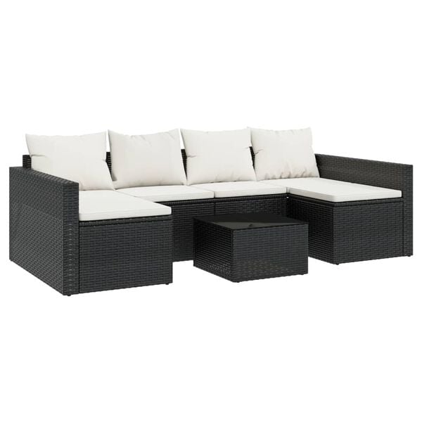 vidaXL Garden Lounge Set Black and Cream White