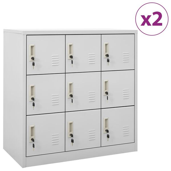 vidaXL Locker Cabinet Set of 2 Light Grey Steel Medium Locker Cabinet