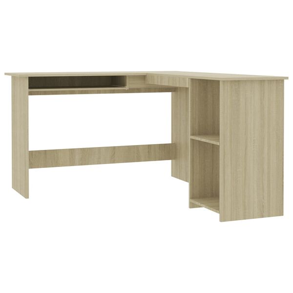 vidaXL Corner Desk Sonoma oak Engineered wood Medium Sliding Components