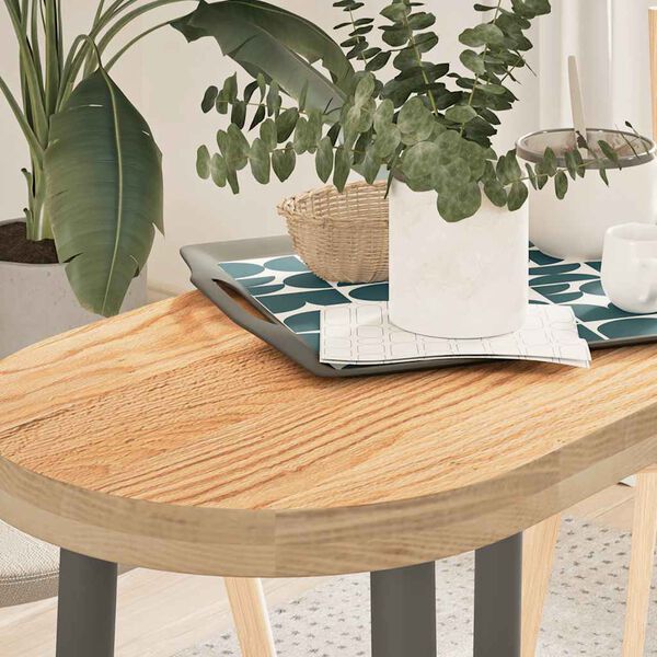 vidaXL Table Top Oak Solid Oak Wood Medium Durable Table Top Oval