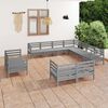 vidaXL Garden Lounge Set Grey Solid Pinewood Modular Modular