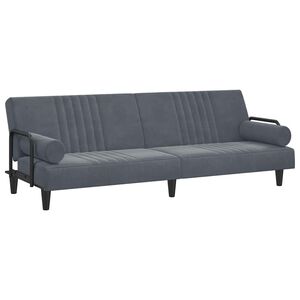 vidaXL Sofa Bed Dark Grey Velvet, Plywood, Foam Large