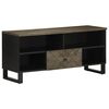 vidaXL TV Cabinet Black Solid mango wood, engineered wood, metal Medium