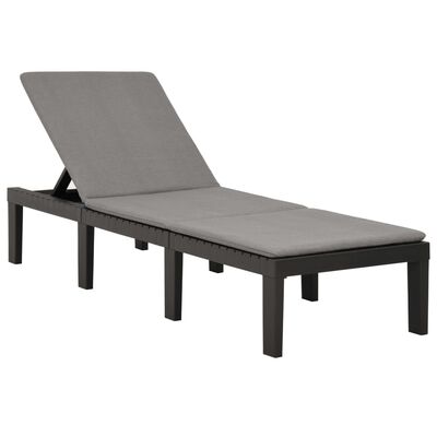vidaXL Sun Lounger with Cushion Plastic Anthracite