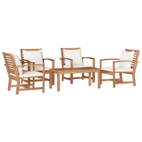 vidaXL Garden Sofa Set 5 pcs Natural Solid Teak Wood