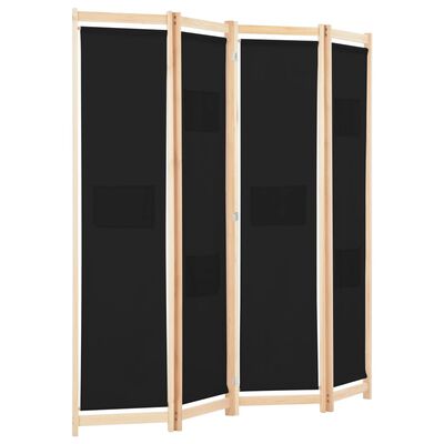 vidaXL 4-Panel Room Divider Black 62.9"x66.9"x1.6" Fabric