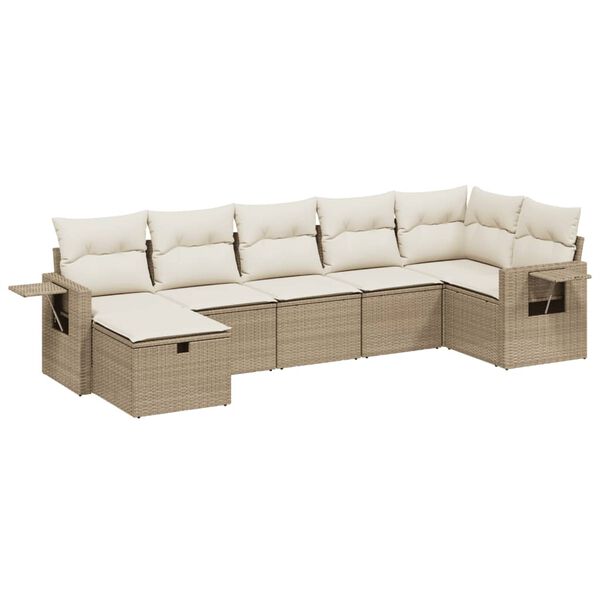 vidaXL Garden Sofa Set Beige Poly Rattan Large Modular Garden Sofa Set