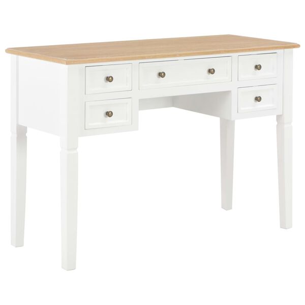 vidaXL Writing Desk White and Brown MDF and Pinewood Standard