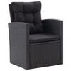 vidaXL Sofa Set Black PE rattan, powder-coated steel, glass Medium