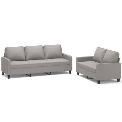 vidaXL 2 Piece Sofa Set with Cushions Light Gray Fabric