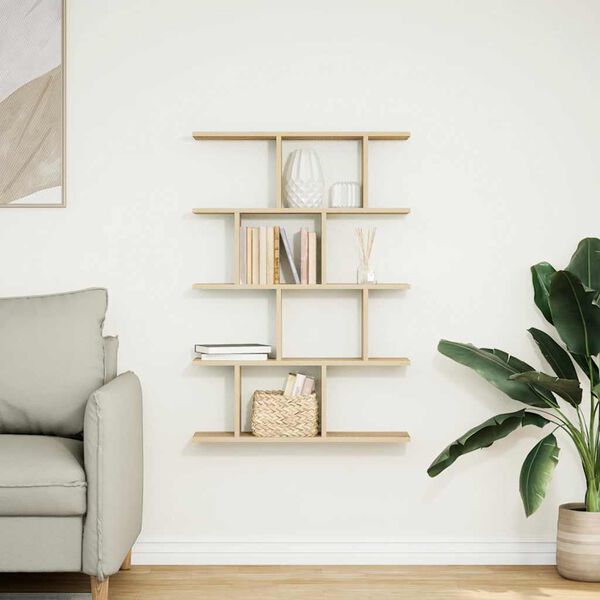 vidaXL Wall Cube Shelf Sonoma oak Engineered wood Medium Wall Cube Shelf