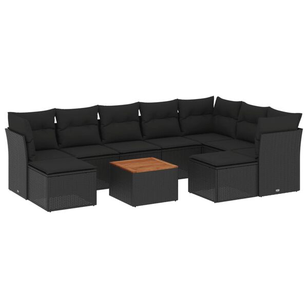 vidaXL Garden Sofa Set Black and Brown