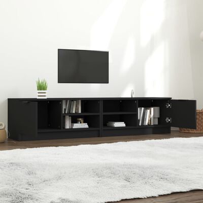 vidaXL TV Stands 2 pcs Black 31.5"x13.8"x14.4" Engineered Wood