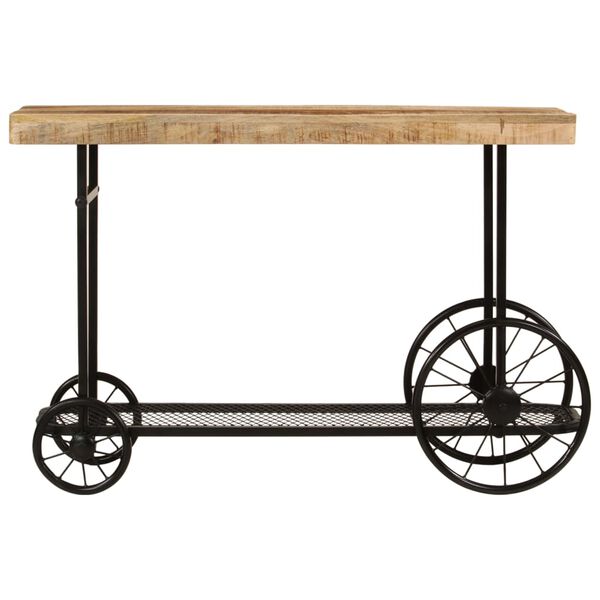 vidaXL Console Table Natural, Black Solid Mango Wood, Powder-Coated Iron
