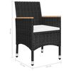 vidaXL Dining Set Black chair with cream white cushion