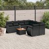 vidaXL Patio Sofa Set Black PE rattan, powder-coated steel, acacia wood