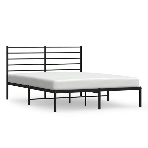 vidaXL Bed Frame Black Powder-Coated Steel Full Bed Frame Rectangular