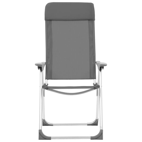 vidaXL Folding Camping Chairs 4 pcs Gray Aluminum
