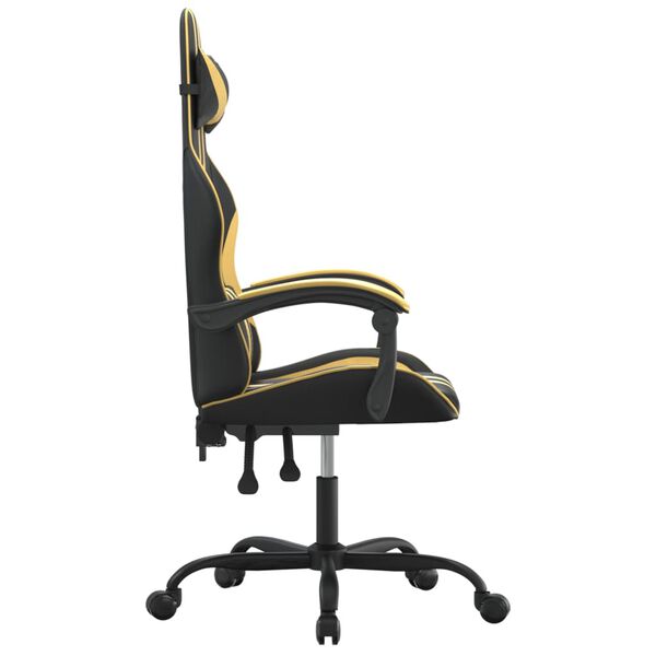 vidaXL Gaming Chair Black and Gold Faux leather, Metal, Plywood