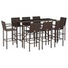 vidaXL Garden Bar Set Brown PE rattan 9 Piece Set Footrest
