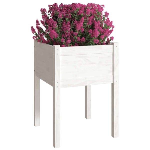 vidaXL Planter Set of 2 White Solid pinewood 19.7x19.7x27.6 in Durable