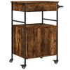 vidaXL Kitchen Trolley Smoked Oak 22"x16.9"x35.2" Engineered Wood