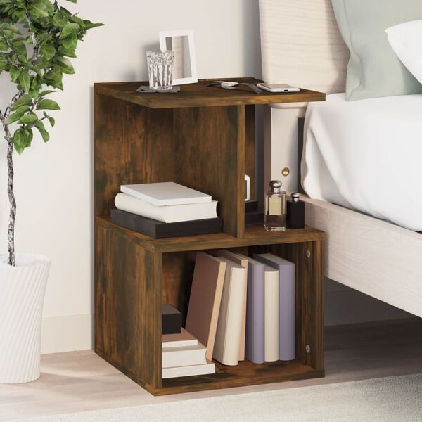 vidaXL Bedside Cabinet Smoked Oak Engineered Wood Small Bedside Cabinet