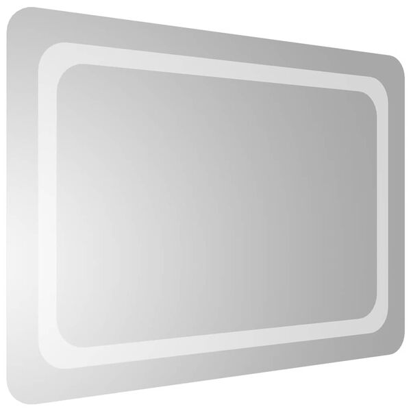 vidaXL Led Bathroom Mirror Transparent Glass Medium Bathroom Mirror