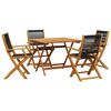 vidaXL Garden Dining Set Black Solid Acacia wood and Polypropylene Medium