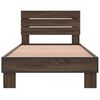 vidaXL Bed Frame Brown Oak Engineered Wood, Metal, Plywood Single