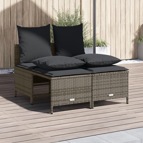 vidaXL Garden Sofa Set Grey PE rattan Standard Modular Garden Sofa Set